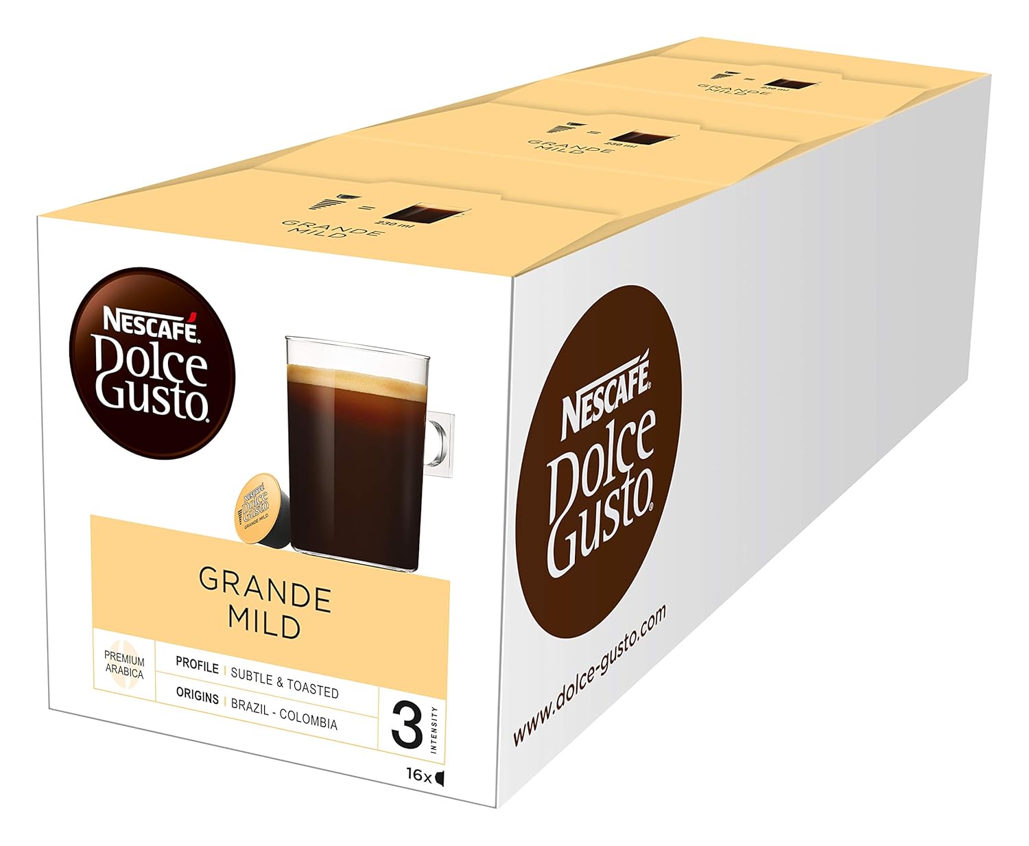 Nescafé DOLCE GUSTO Mugs Gift Set 3 Packs of Grande Mild Mugs, Coffee, Capsules