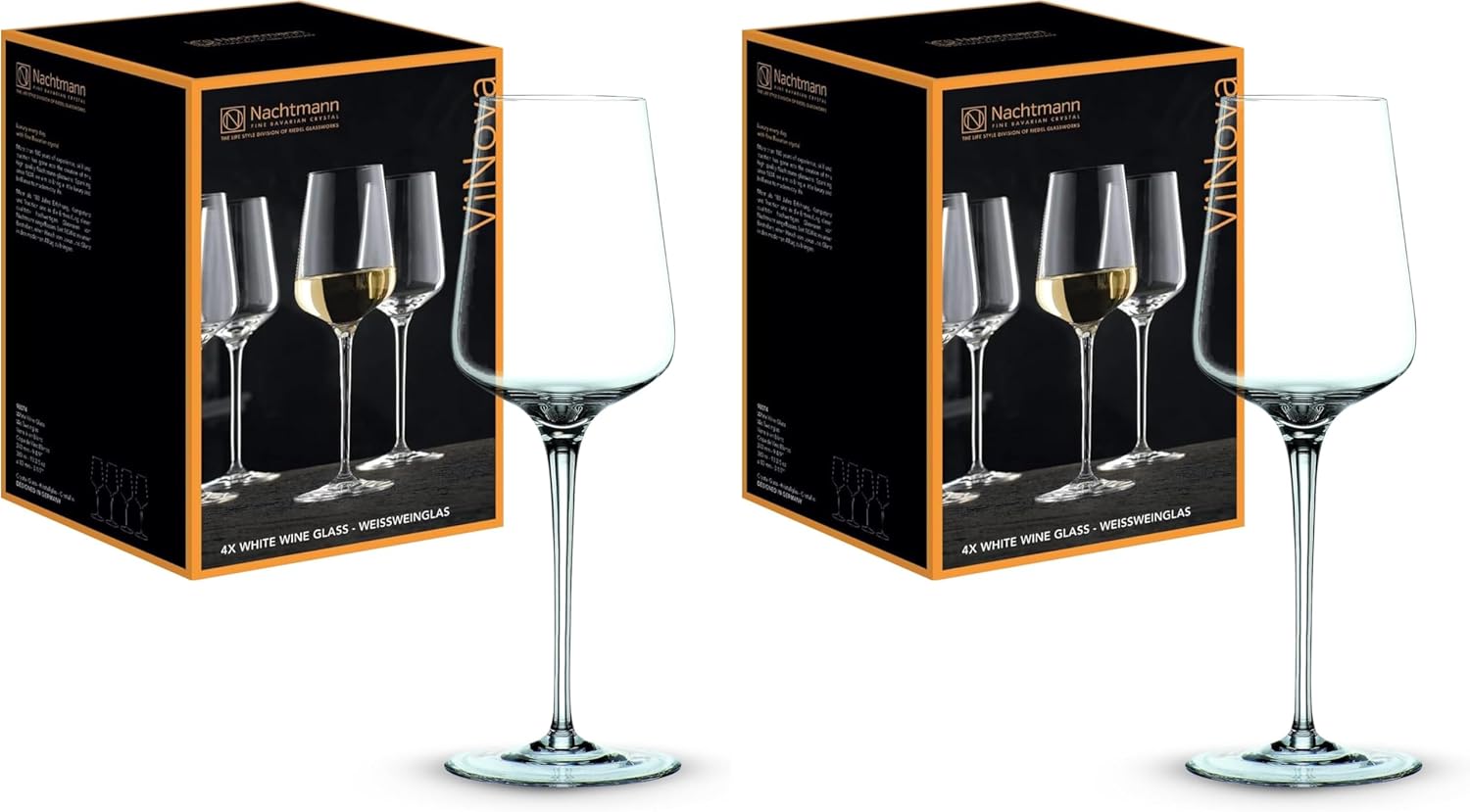 Nachtmann ViNova 98074 4-Piece White Wine Glasses Set, 380 ml, Crystal Wine Glasses, White Wine Glasses Dishwasher Safe (Pack of 2)