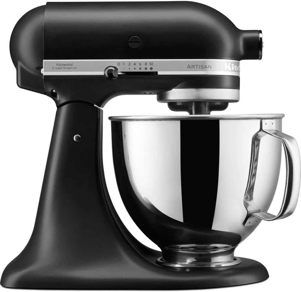 KitchenAid Artisan Food Processor Tilting Food Processor Dough Kneading Machine with 3 Accessories and Stainless Steel Bowl 4.8 L Matt Black
