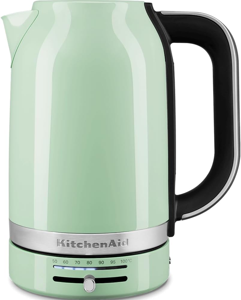 KitchenAid Kettle with Temperature Setting from 50 to 100 °C, Tea Maker with Temperature Display and Limescale Filter 1.7 L, Electric 2400 Watt (Pistachio)