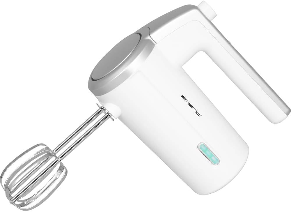 EMERIO HM-126681 Wireless Battery Hand Mixer / Stirrer - 2 Stirring Rods - 3 Speeds - 2000 mAh / 7.4 V - BPA Free - Battery Level Indicator - USB Charging Cable - Up to 10 Cycles at 3 Minutes