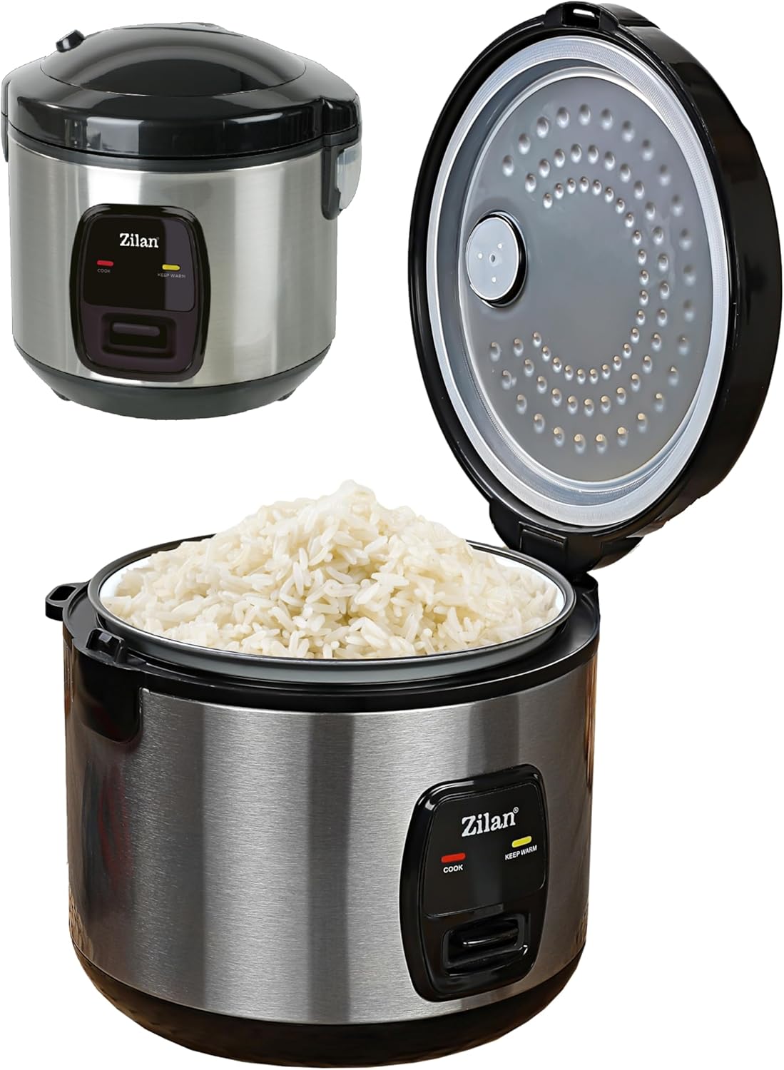 Zilan Rice Cooker 1.5 Liter Multi Cooker Aluminum 500 Watt Automatic Shut-Off Function Steam Cooker Insert Rice Cooking Pot Measuring Cup Warming Function Inner Pot Rice Cooker