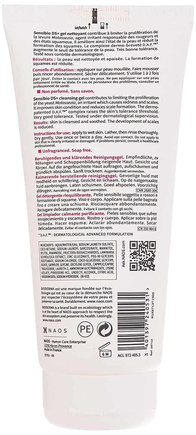 Bioderma Sensibio DS + Cleansing Gel - Seborreica Dermatitis 200 ml, color ‎no