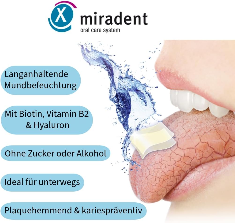 miradent Store miradent Aquamed® Strips Against Dry Mouth Display 12 x 24 Pieces | Anti Snoring Effect | Fresh Peffermint Lemon Flavor | Sweetened with Xylitol | Plaque Inhibiting & Caries Preventing | Contains