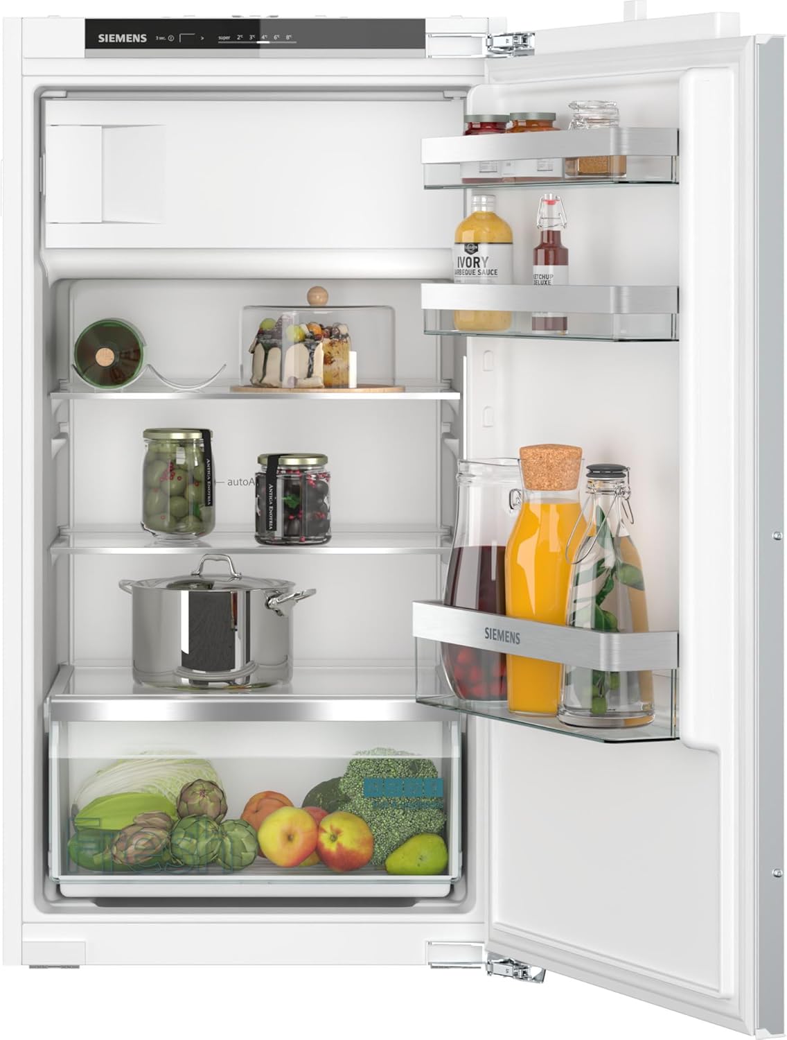 SIEMENS KI32LVFE0 Built-in Fridge iQ300, Integrated Fridge with Freezer Compartment 102 x 56 cm, 132 L Cooling, 15 L Freezer, freshBox, LED Lighting, SuperCooling, bottleRack