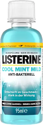 Listerine Mouthwash Cool Mint mild flavor travel size, 95 ml