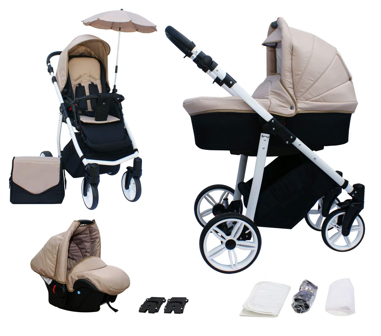 Skyline 3-in-1 Combination Pram with Aluminium Frame, Baby Cot, Sports Buggy Attachment and Baby Car Seat (ISOFIX)