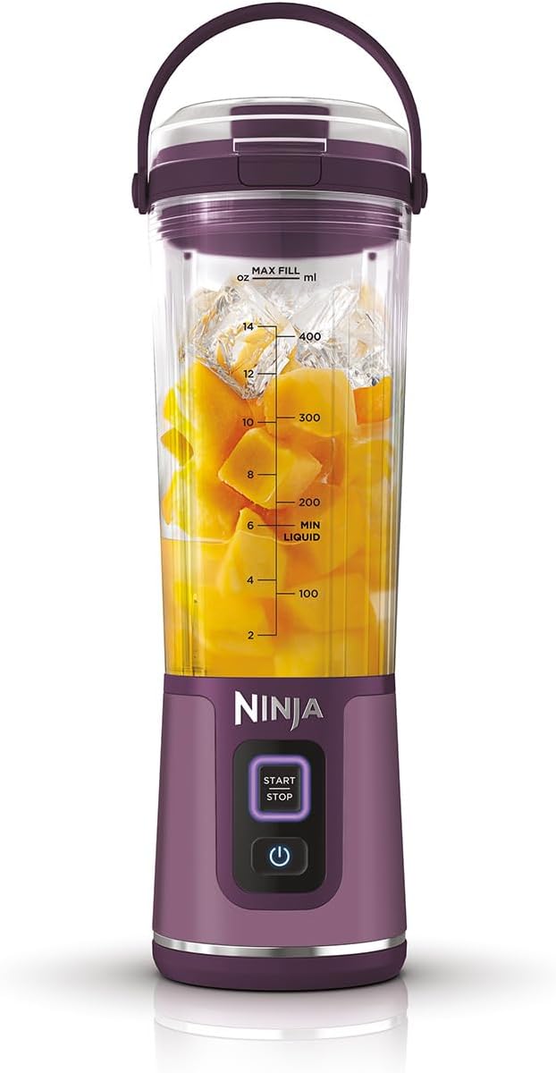 Ninja Blast BC151EUPR Portable Blender / Blender / Smoothie Maker, 530 ml Cup, Leak-proof Lid, Powerful Mini Stand Mixer, Wireless & Rechargeable, Crushes Ice & Fruit, Purple,