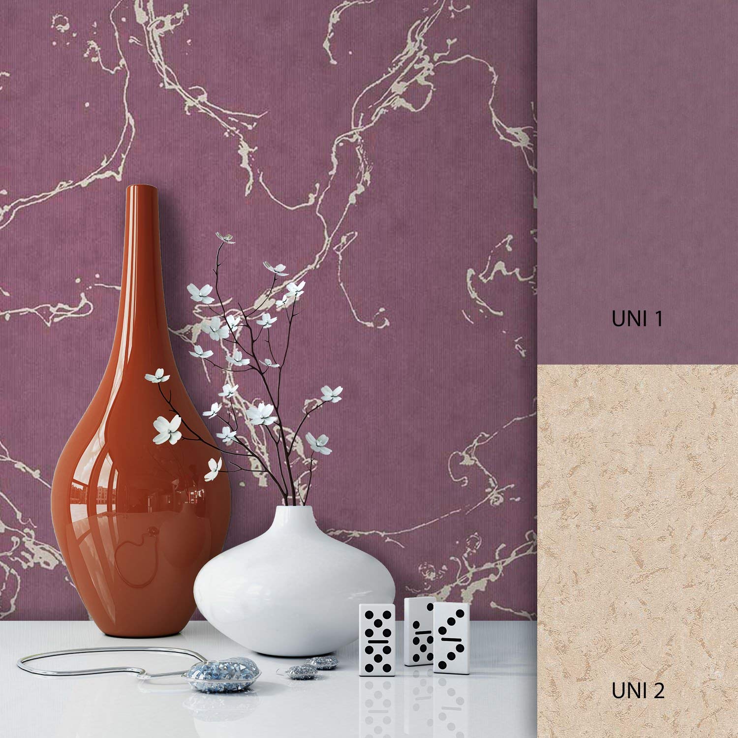 Newroom Design Newroom Non-Woven Wallpaper, Purple Pattern, Beautiful Modern And Noble Des