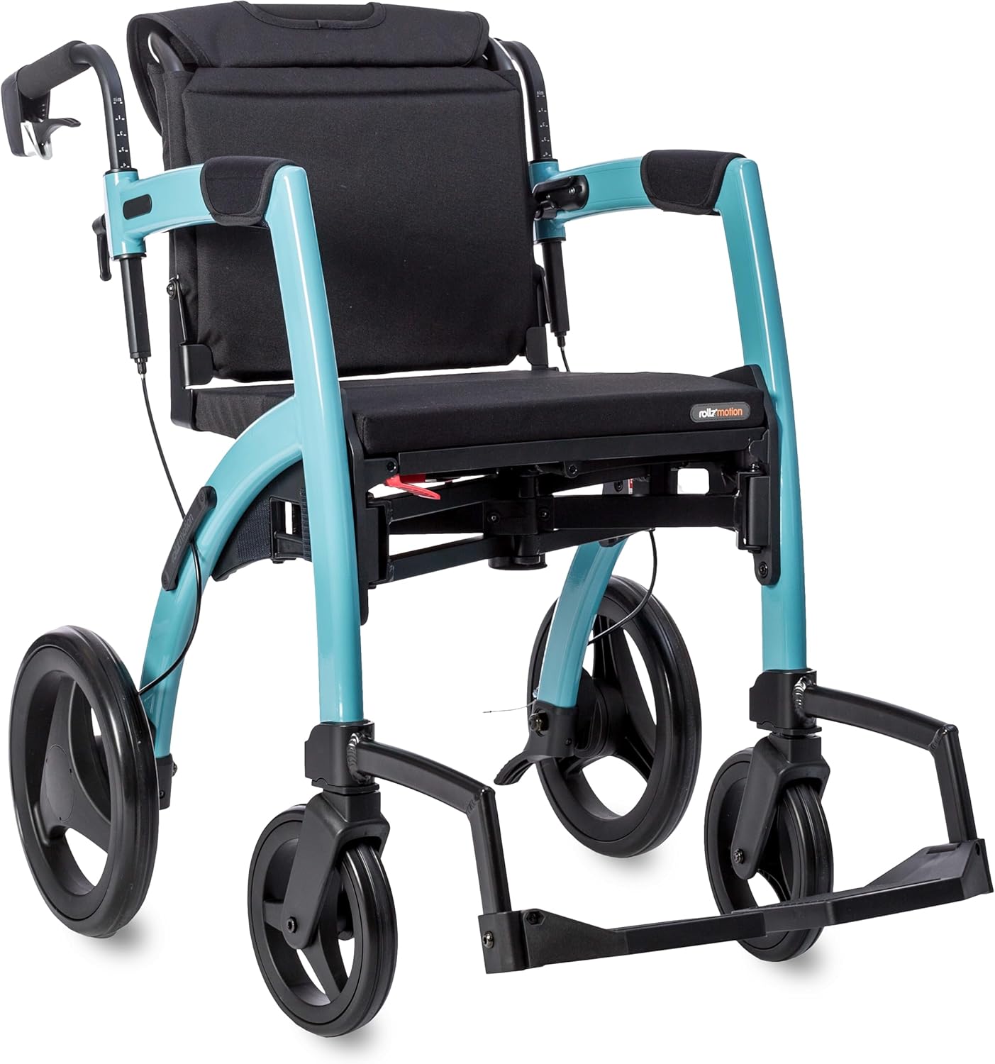 Rollz Motion 2.1 Island Blue - 2 in 1 Walker Wheelchair Combo - Foldable Transport Chair - Rollator Wheelchair Combo - Modern Design and Ultimate Support (Regular)