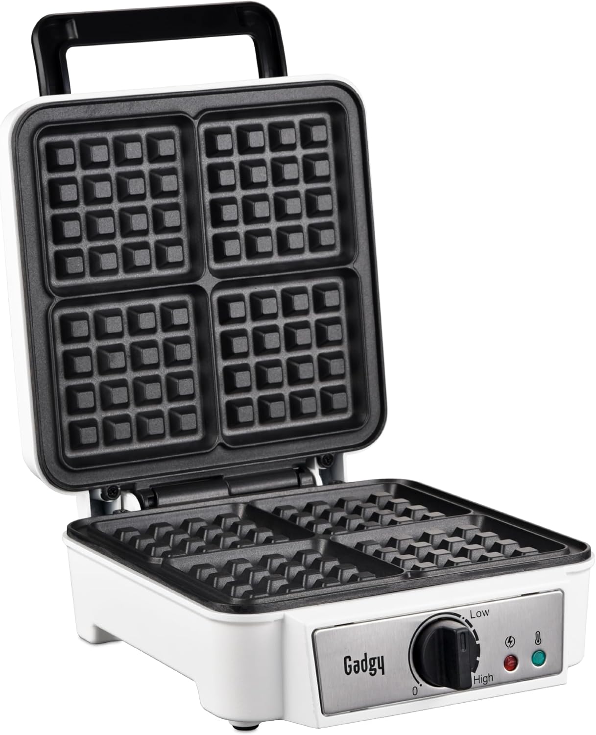 Gadgy Double Waffle Iron for 2 Waffles, 1200 W, Fast Heating & Even Baking Results, Compact Design, Waffle Maker in White, Perfect Waffle Maker for Your Kitchen