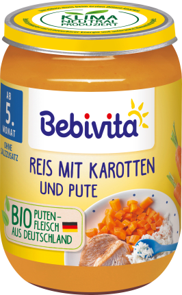 Bebivita Menu Rice with carrots and turkey from the 5th month, 190 g