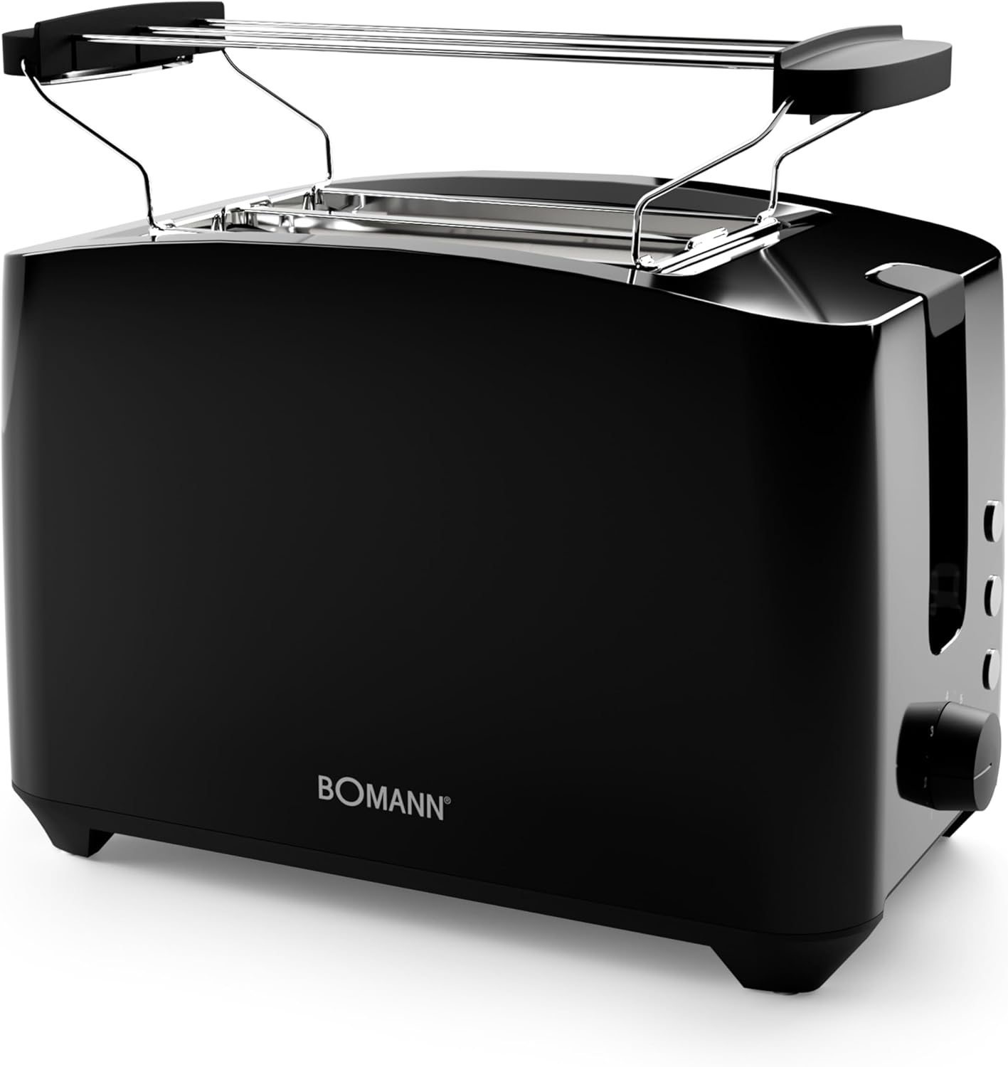Bomann® Toaster 2 Toast Slots, Toaster with Bun Attachment, Toaster 2 Slices with Lift Function, Toster with Defrosting and Warming Function, for Rolls and Toast, TA 6065 CB Black