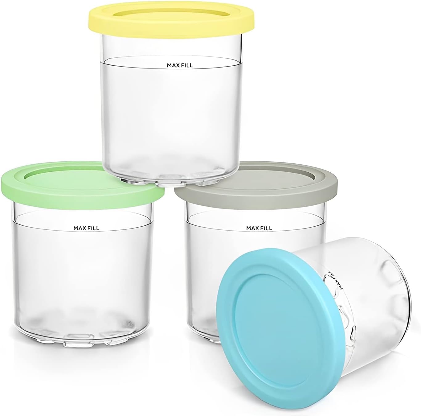 GYISANA 4 Pack Creami Pint Containers for Ninja Creami Ice Cream Storage Containers Ice Cream Container with Lid for Ninja Creami NC299AMZ NC300s Series