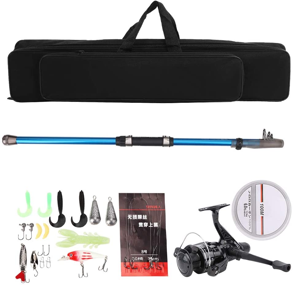 Greensen Fishing Rod Set, Portable Telescopic Fishing Spinning Reel Set, Fishing Lur