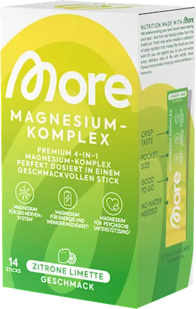 More Nutrition Magnesium Complex Sticks, 14 pieces, Lemon Lime Flavor, 49 g