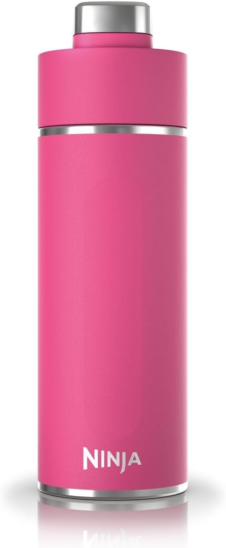 Ninja Thirsti DW2401EUUKBP Water Bottle, Thermal Mug to Go, 700 ml, Leak-proof Lid for Carbonated, Hot & Cold Drinks, Triple Insulated Travel Mug, Stainless Steel Bottle, Pink