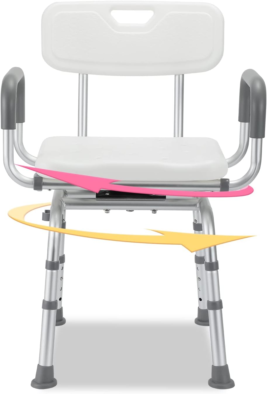 Herrselsam Store Herrselsam Height Adjustable Shower Seat with Backrest and Armrest, 360° Rotatable Comfortable Bath Stool, Non-Slip, Stable Shower for Seniors, Disabled and Pregnant Women