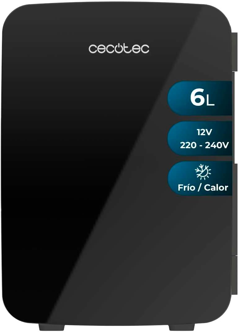 Cecotec Mini Fridge Bolero MiniCooling 6L Bahamas Black, operates on 12V-220V, compatible with cars and caravans, cooling and heating function, temperature range 5-65º, easy transport.