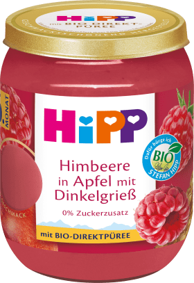 HiPP Fruit & grain raspberry in apple with spelled semolina from the 6th month, 160 g