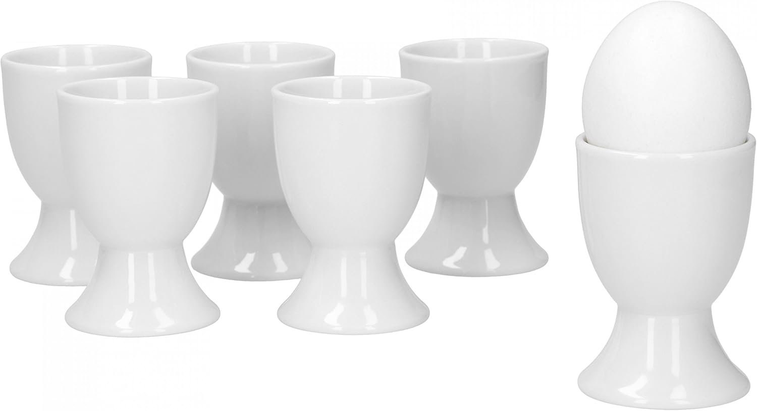 van Well Lilli Set of 6 Egg Cups Porcelain White 50 mm - Egg Holder with Classic Design - for Elegant Breakfast or Breakfast Table - for Restaurants, Hotels or at Home