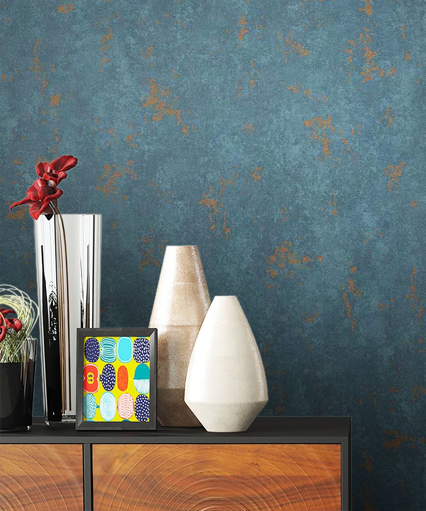 Newroom Design Newroom Non-Woven Wallpaper Plain Turquoise Plain Beautiful Modern And Eleg