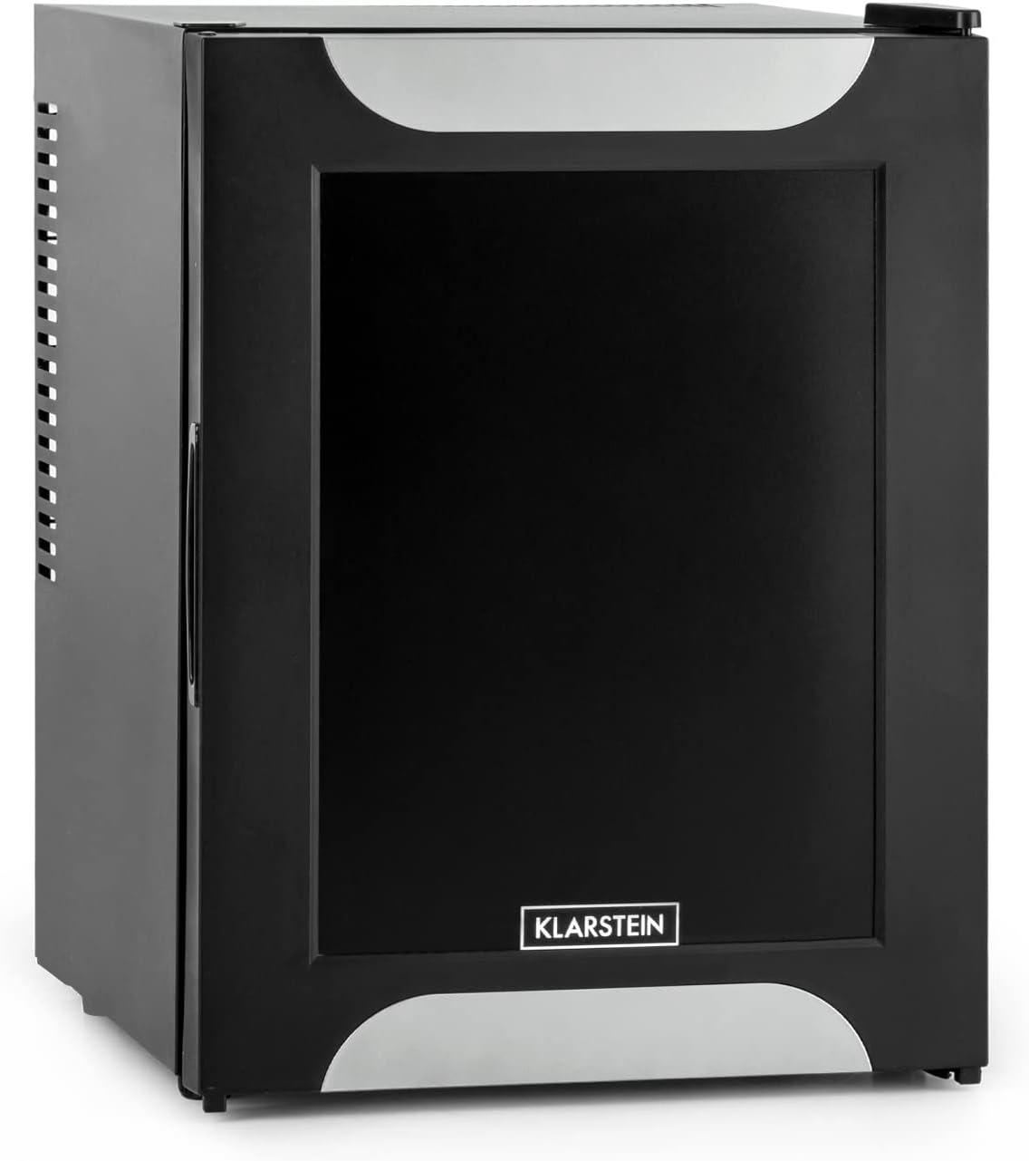 Klarstein Happy Hour Minibar Mini Fridge • Refrigerator • Cooler • 32 Liters • 5-Stage Adjustable Temperature • Silent • Class A+ • Subtle Interior Lighting • Black/Silver