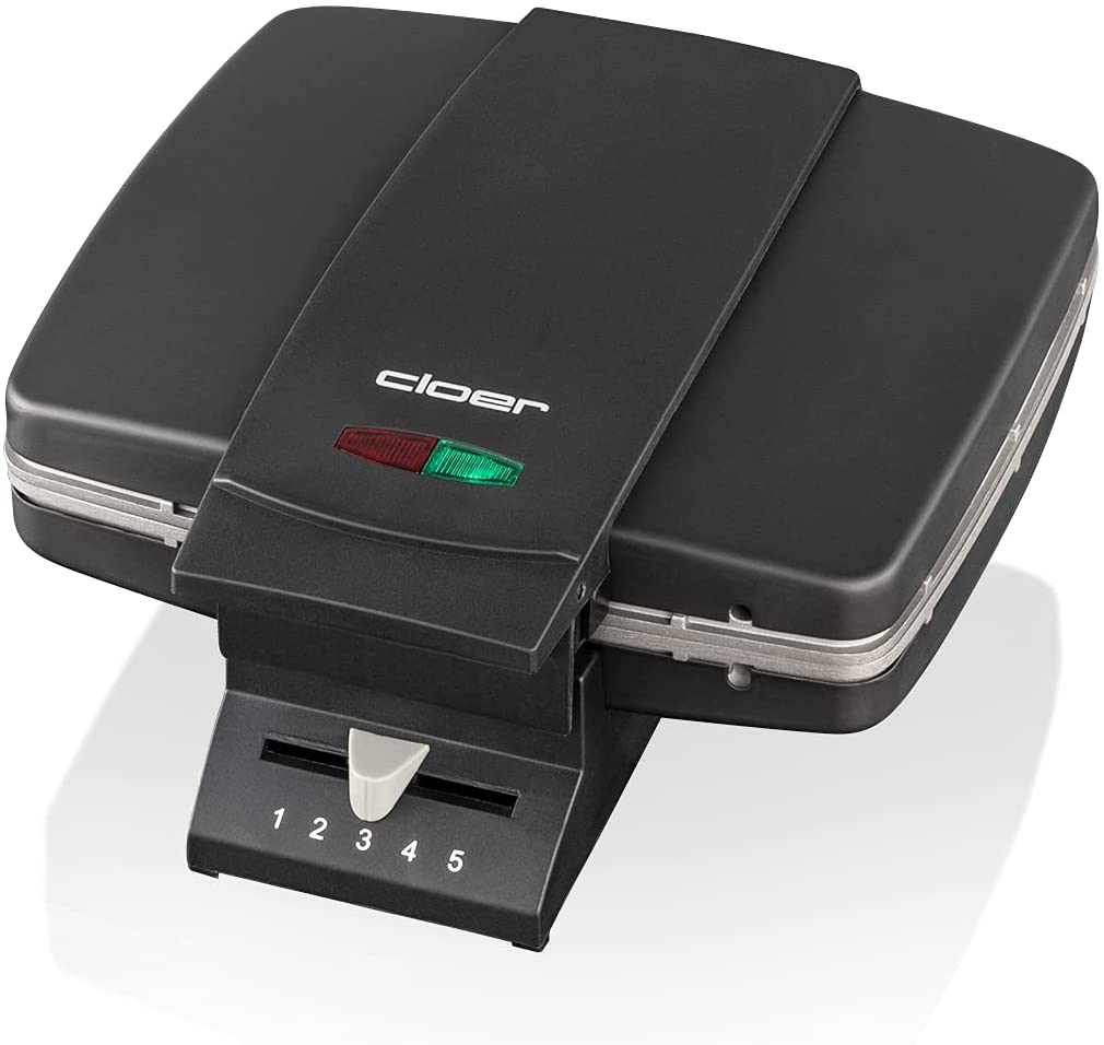 Cloer 1440 Brussels Waffle Iron for Traditional Belgian Waffles, 930 W, Baking Basket, Black Painted Metal Casing, Metal