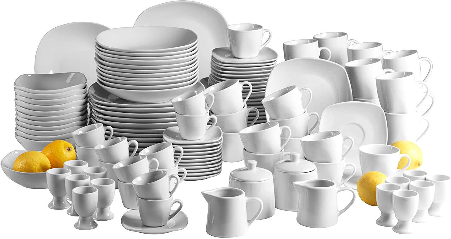 Mäser Cosmo Crockery Set 124-Piece Crockery Starter Set for 12 People Porcelain