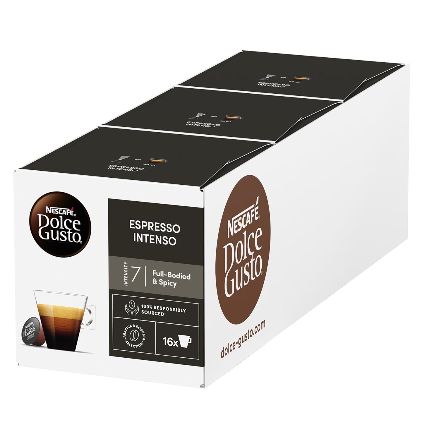 NESCAFÉ DOLCE GUSTO Espresso Intenso Coffee Capsules Pack of 3 (3 x 16 Capsules)