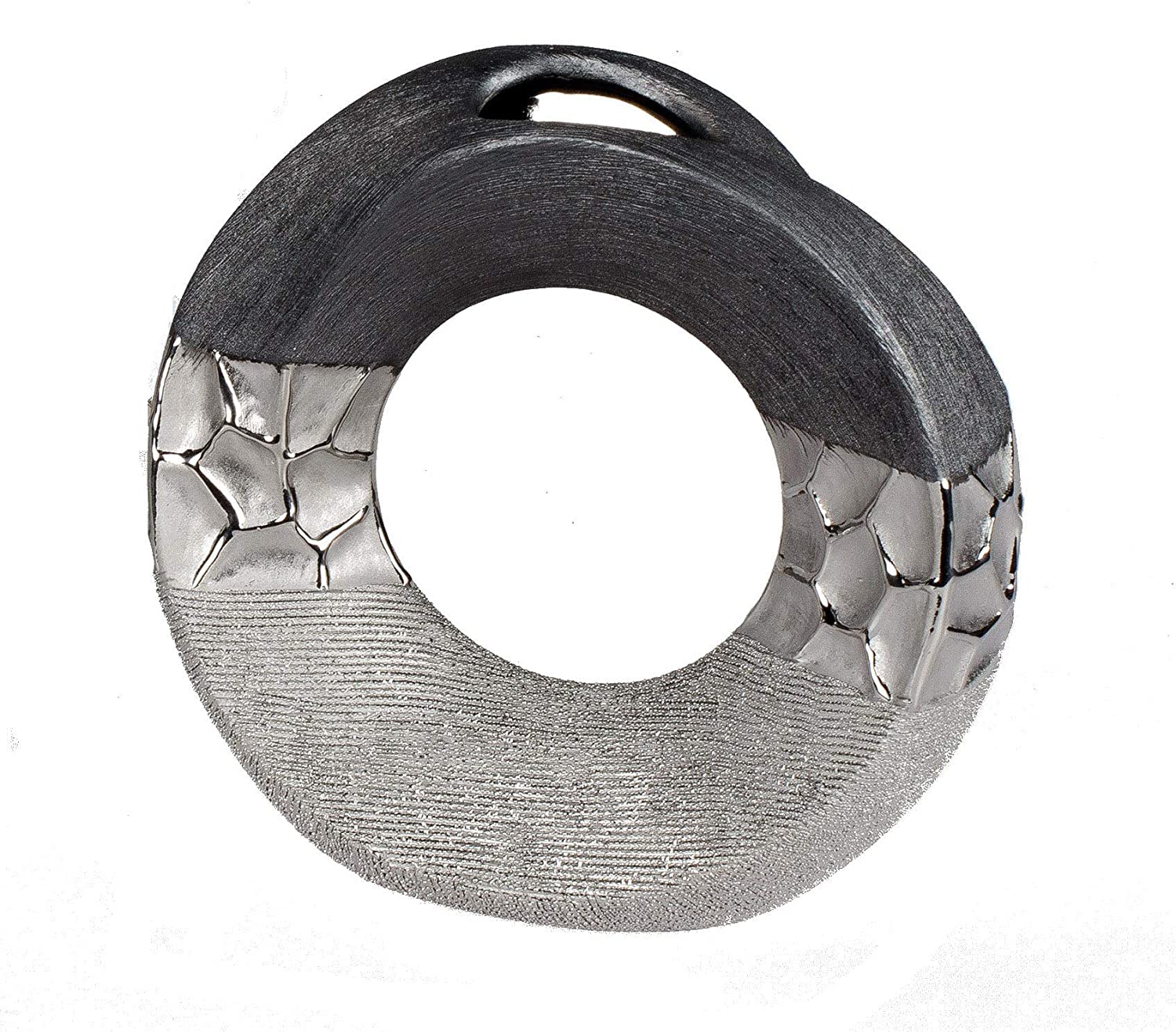 Formano Decorative Vase Silver Grey Ceramic Matt Brushed With Relief