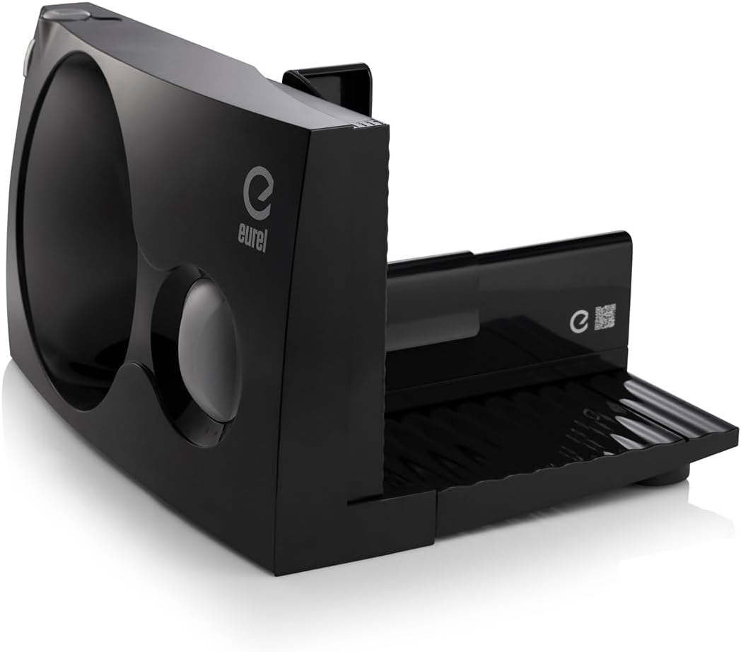 EUREL RS42 Electric Slicer, Black, Folding Bread Slicer with Stainless Steel Blade, Diameter 170 mm, Cutting Thickness 0-17 mm, BPA-Free, 100 W
