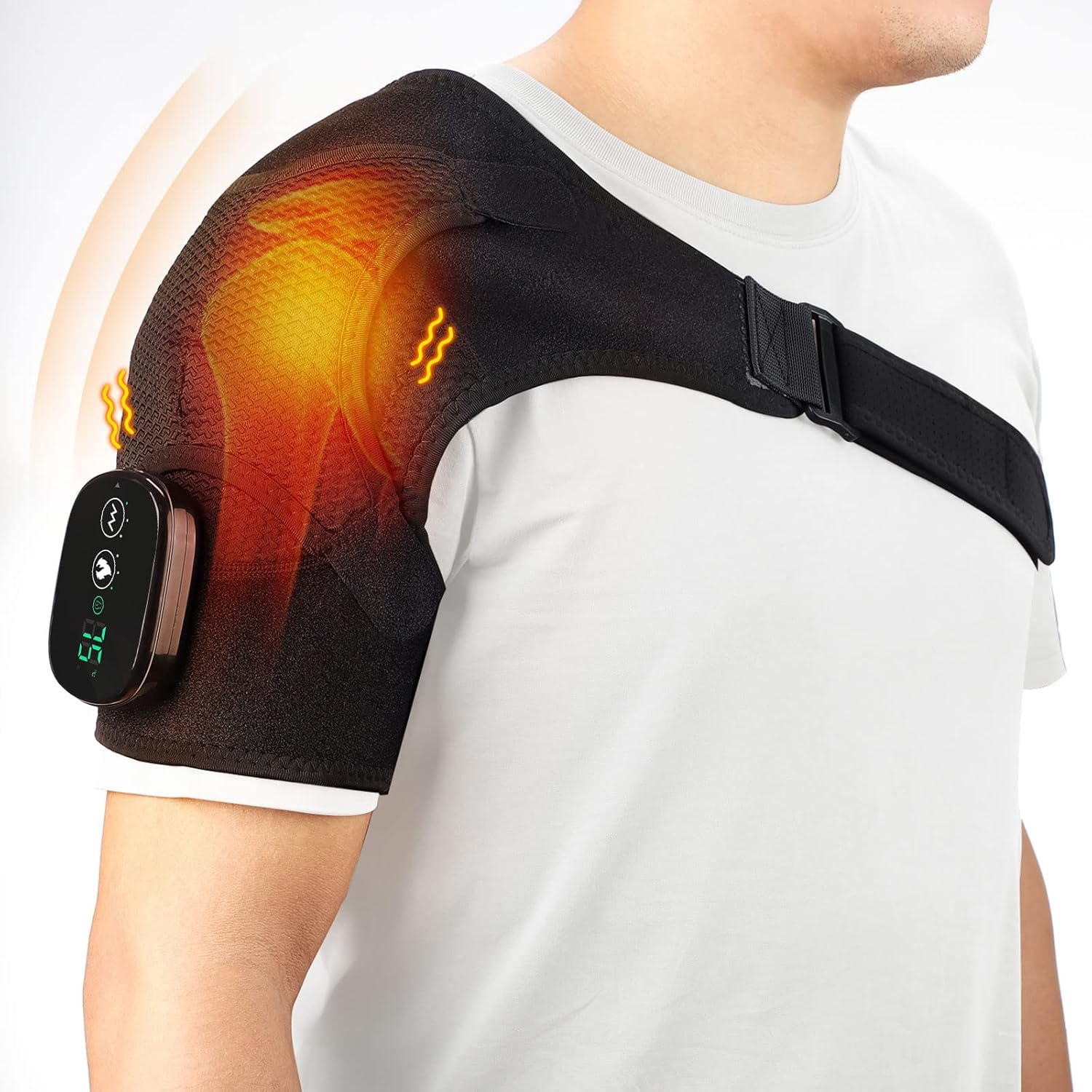 AFDEAL Store Heated Shoulder Support with Vibration, Adjustable Electric Shoulder Strap and Arm Support to Support the Shoulder, Shoulder Brace for Men/Women, for Left/Right Shoulder, Black