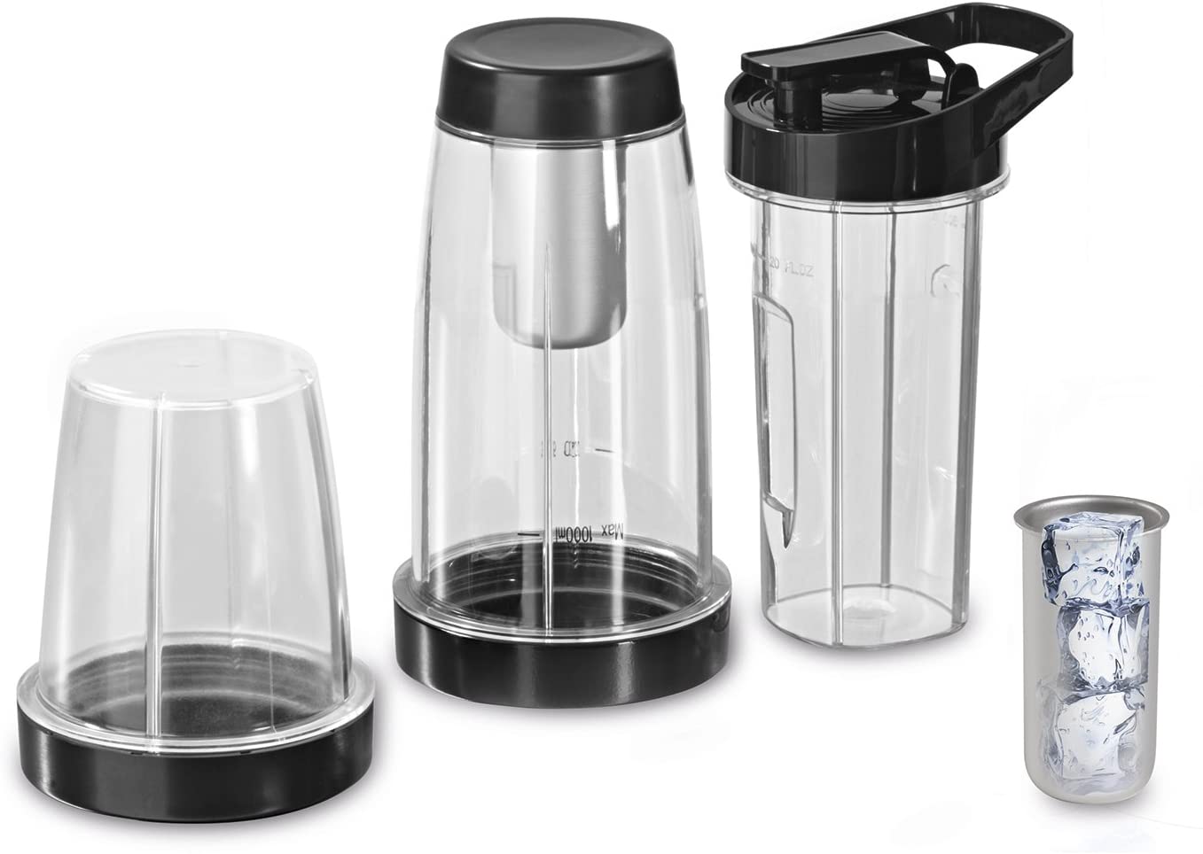 GOURMETmaxx Gourmet Maxx 00620 Mug Set, Set of 7 with 600ml To-Go Cups for Nutrition Blender with Heating Function and 2.1 L, Clear
