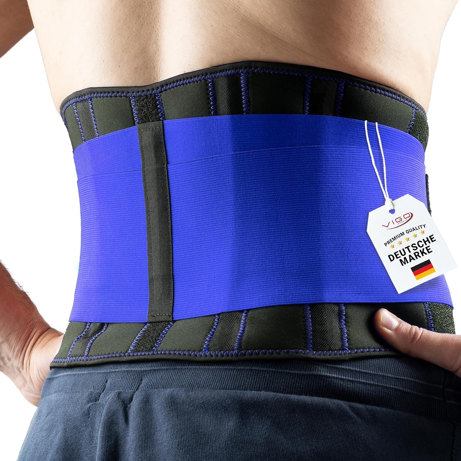 VIGO SPORTS Store Vigo Sports Back Brace, Machine-Washable – Anti-Sweat Kidney Belt for Effective Back Stabilization – Back Support Belt for Men and Women – Warming Lumbar Support Belt