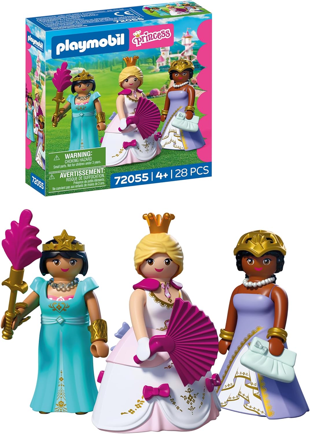 PLAYMOBIL Princess, Three Princesses, 3 Figures with Interchangeable Clothes and Accessories, Promotes Creativity, Princess Toy from 4 Years, 72055