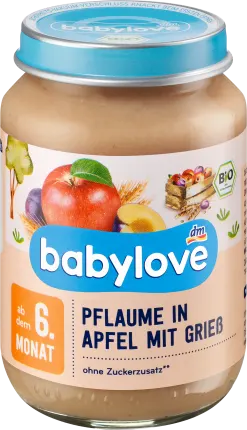 babylove Fruit & grain plum in apple with semolina from the 6th month, 190 g