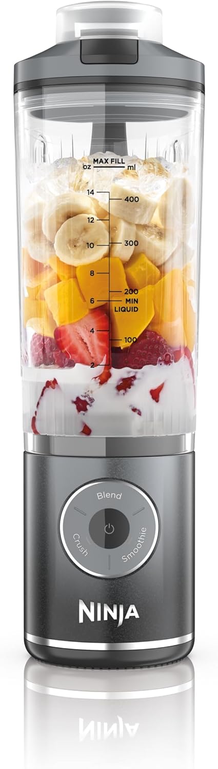 Ninja Blast Max BC251EUGY Portable Blender/Blender/Smoothie Maker, 570 ml, Rechargeable, Mixing Cup & Leak-proof Lid, 3 Functions, Smoothies, Protein Shakes, Cool Grey