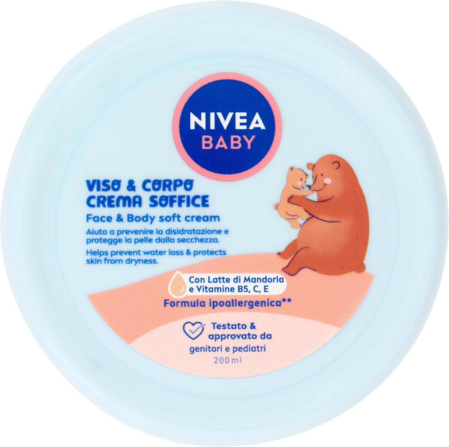 NIVEA Baby Face & Body Cream Soft 200ml Moisturizing and Nourishing Baby Body Cream Face Cream for Newborn with Almond Milk and Vitamins Baby Body Cream Against