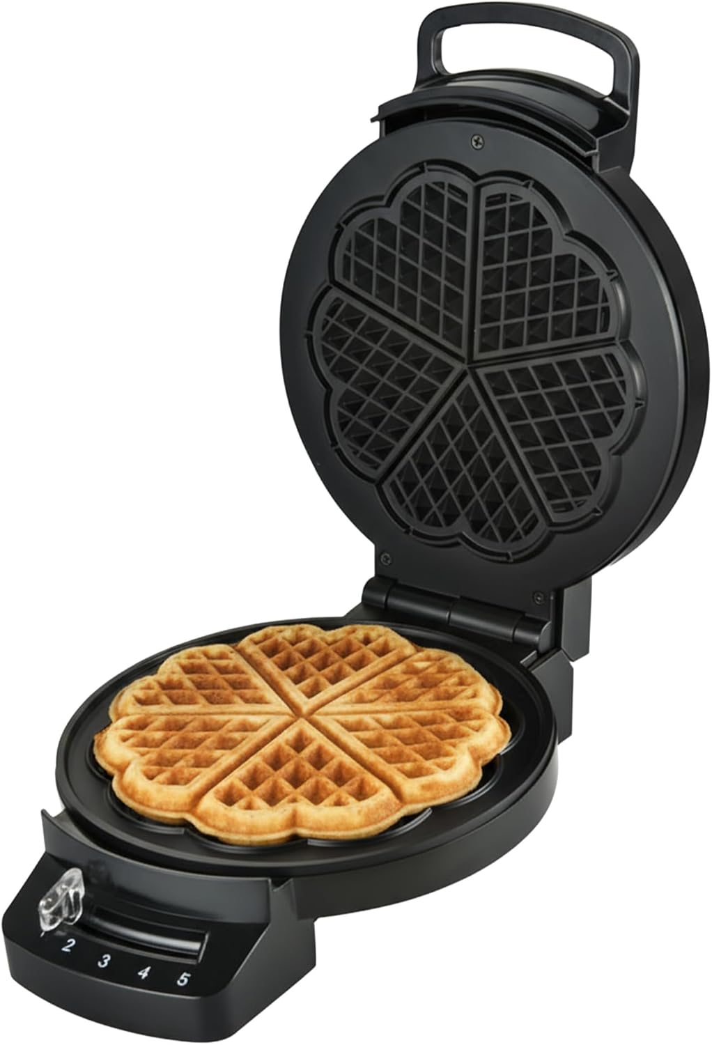 HWF-F1200BK Waffle Iron - 1200 W, Non-Stick Coating, Adjustable Thermostat, Vertical Storage, White - 3 Year Warranty (Black)