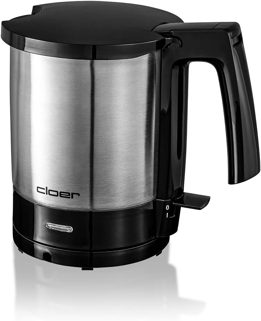 Cloer Store Cloer 4700 Kettle, 2000 W with Internal Capacity Marking, Boil-Dry and Overheating Protection for 1.5 L, Matte Stainless Steel Container, Black