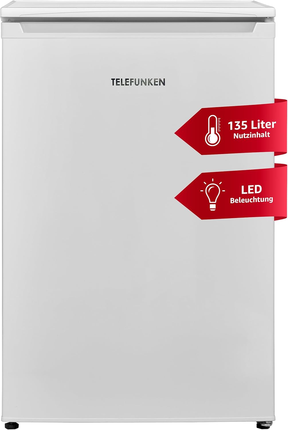 TELEFUNKEN Fridge without Freezer | Freestanding | 135 liter capacity | Small Fridge with Vegetable Compartment | LED Lighting | Door Hinge Changeable | C-135-100-W White