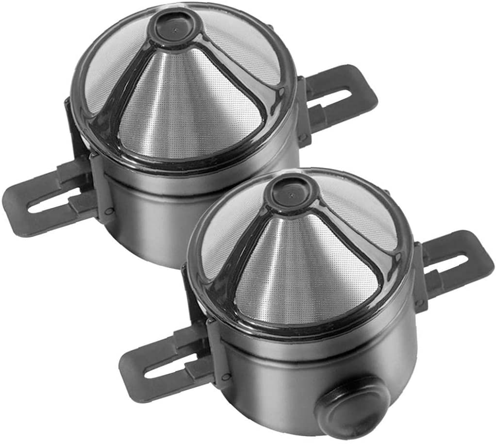 Ruluti Pack of 2 Foldable Coffee Filters Stainless Steel Drip Coffee Holder Reusable Paperless Pouring Over Coffee Dripper for Travel Camping