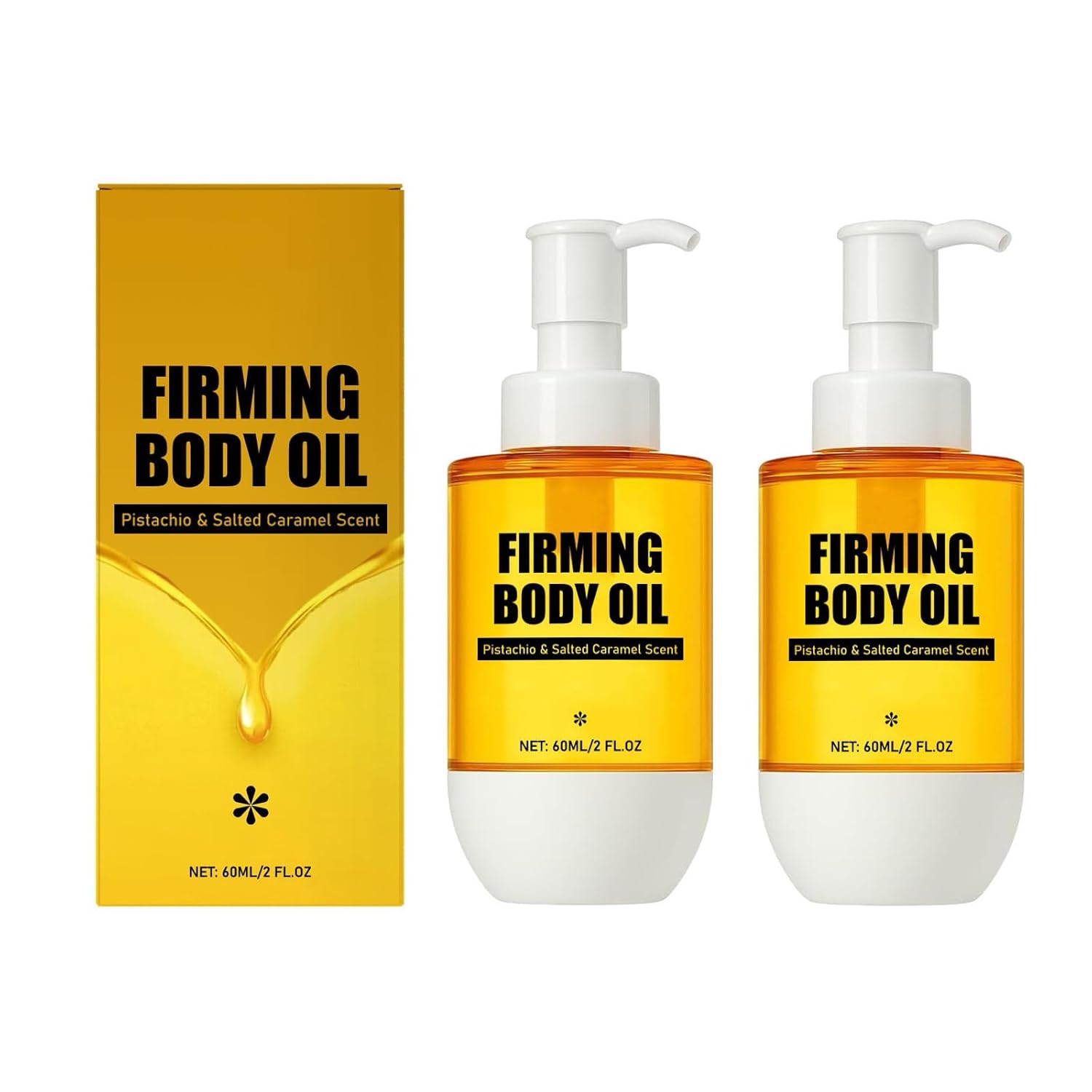 Woranb Firming Body Oil, 2 fl.oz / 60ml, Straffendes Körperöl, Körperfeuchtigkeitsspendendes Öl für Frauen geeignet, Pistazie, gesalzener Karamellgeruch, Nicht fettende Textur, Sichtbar Glatter Look (2)