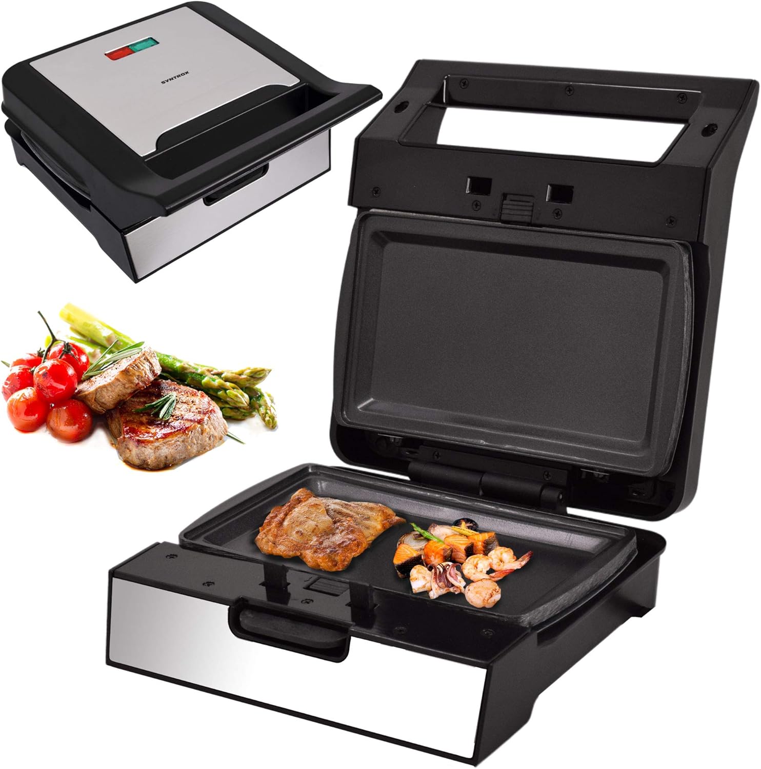 Syntrox Teppanyaki Grill with Removable Plates, Stainless Steel, Quick Heating, Non-Stick Coating, Various Removable Plates, Multifunctional Device