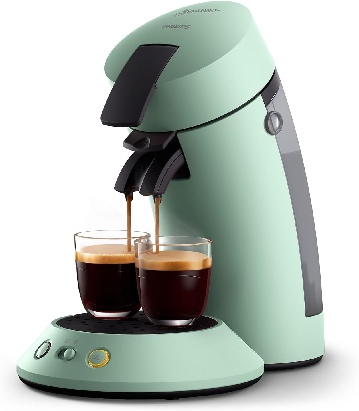 Philips Senseo Original Plus Coffee Pod Machine with Coffee Strength Selection, Coffee Boost Technology, Recycled Plastic, Colour: Desert Green (CSA210/80)