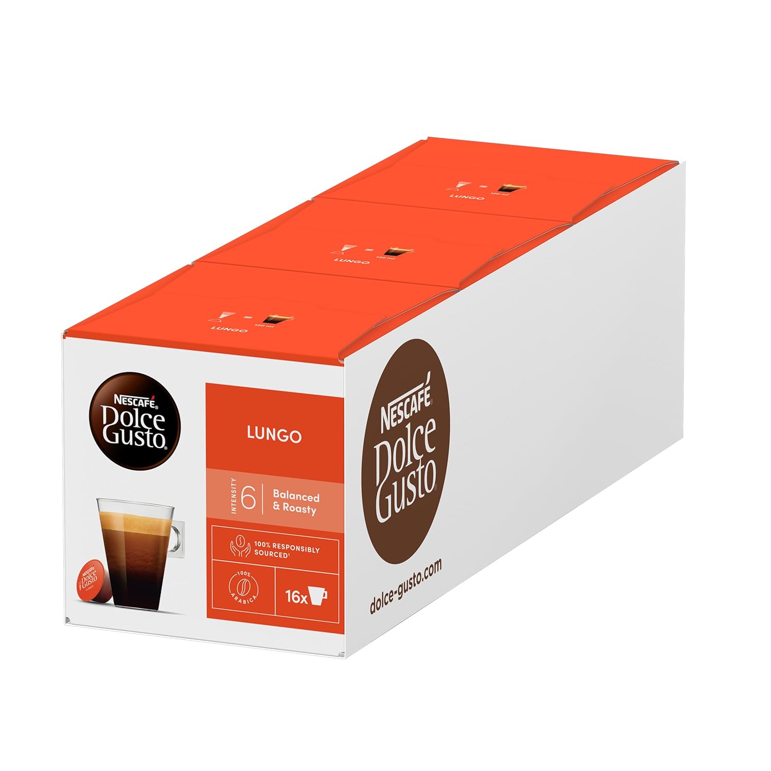 NESCAFÉ DOLCE GUSTO Lungo Coffee Capsules Pack of 3 (3 x 16 Servings)
