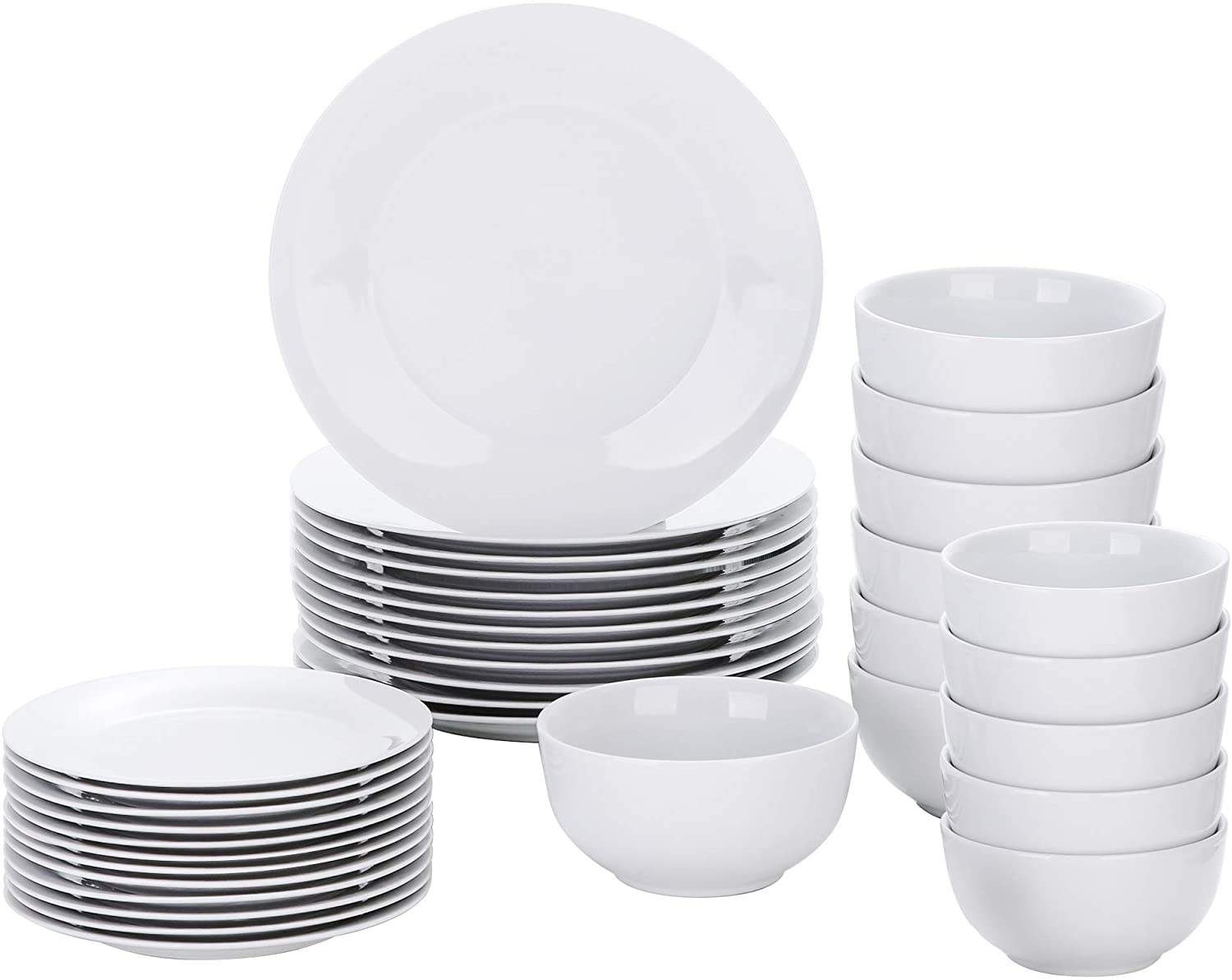 Veweet 32-Piece Porcelain Dinner Set, 16-Piece Crockery Set Includes 10.75 