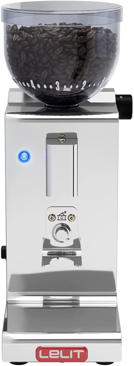 Lelit PL044MMT Fred on-demand Prosumer Coffee Grinder with Conical Grinder 38 mm and Adjustable Meal, Stainless Steel, Silver