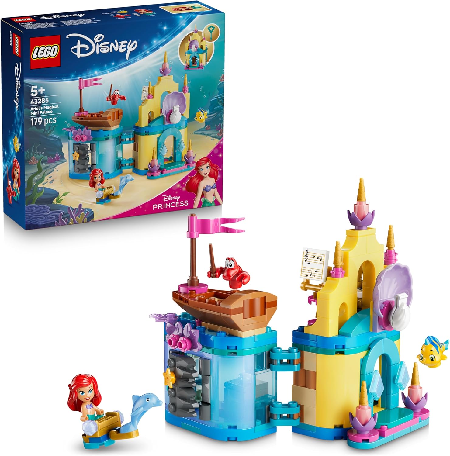 LEGO Disney Princess Arielle\'s Magic Mini Castle - Toy Castle from The Little Mermaid with a Micro Doll, Animal Figures Sebastian & Fabius - Gift for Girls from 5 Years - 43285